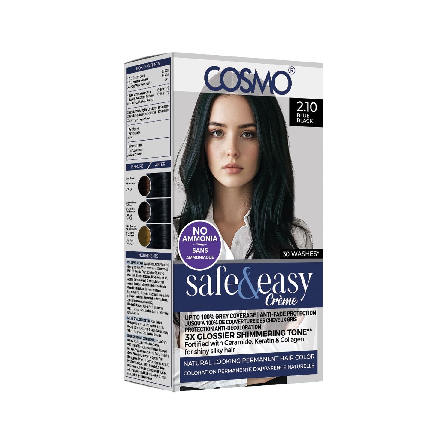 COSMO SAFE & EASY HAIR COLOR KIT BLUE BLACK 2.10