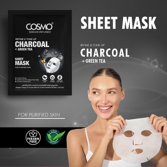 REFINE & TONE UP CHARCOAL + GREEN TEA SHEET MASK