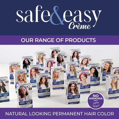 COSMO SAFE & EASY CREAM NO AMMONIA PERMANENT HAIR COLOR  KIT LIGHT BROWN 5.0