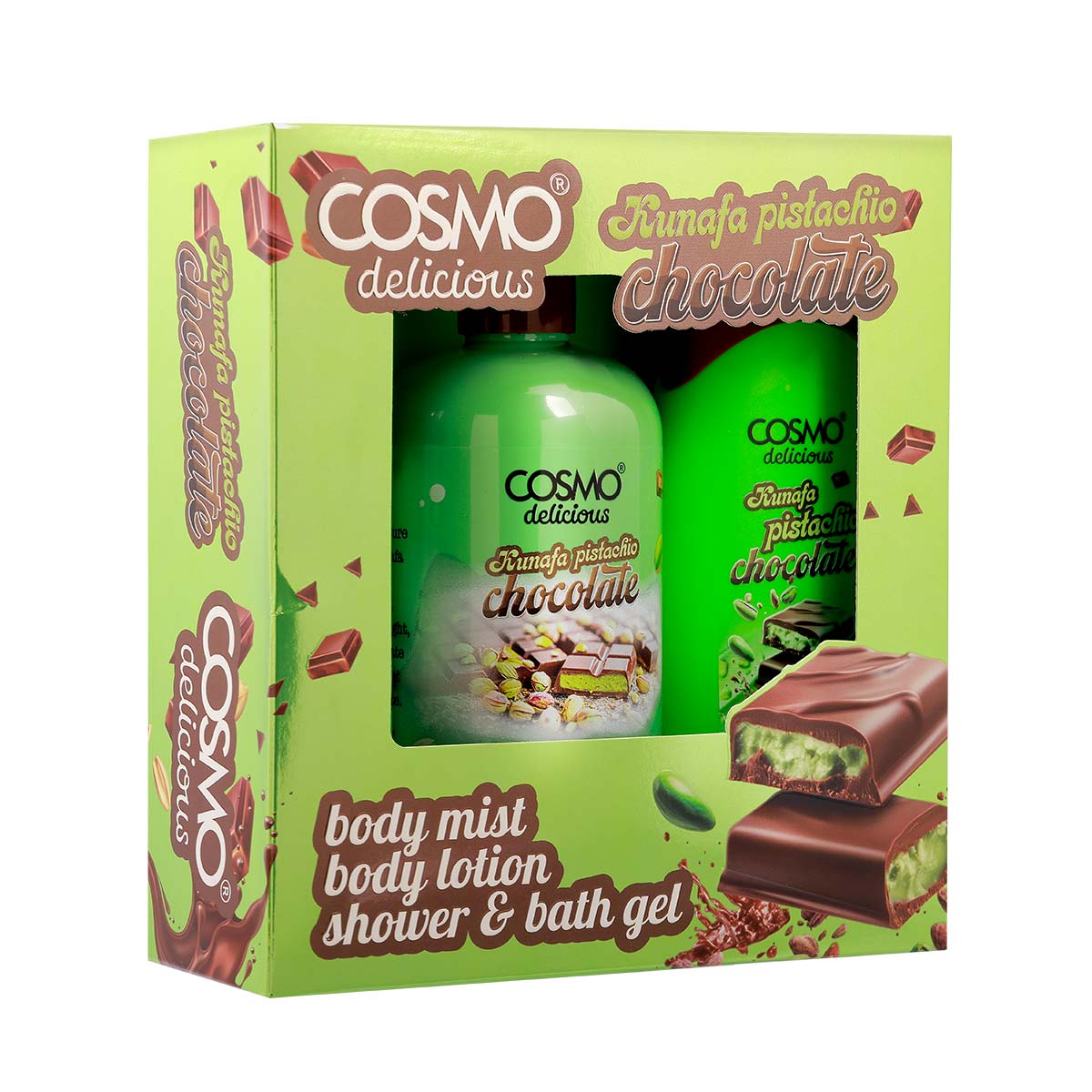 Cosmo Delicious Kunafa Pistachio Chocolate 3pcs Kit